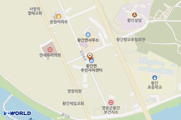 황간면주민자치센터 위치 지도 — 충청북도 영동군 황간면 남성2길 8
