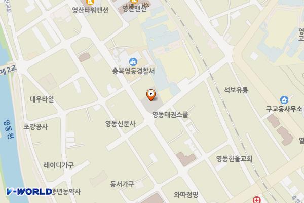 영산동공영주차타워 위치 지도 — 충청북도 영동군 영산로 26