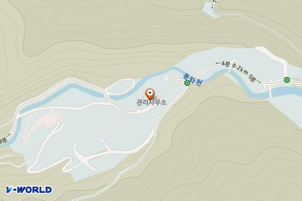 민주지산자연휴양림 야외화장실 위치 지도 — 충청북도 영동군 용화면 휴양림길 89