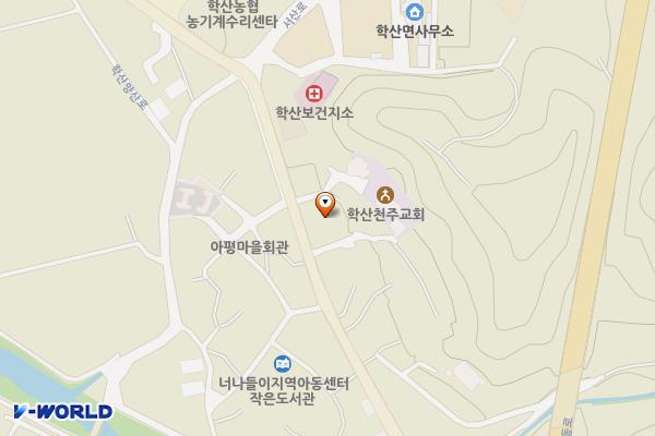학산주민자치센터 위치 지도 — 충청북도 영동군 학산면 서산로 50-5