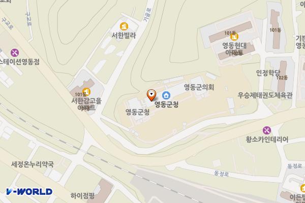 CCTV 통합관제센터 화장실 위치 지도 — 충청북도 영동군 동정로1