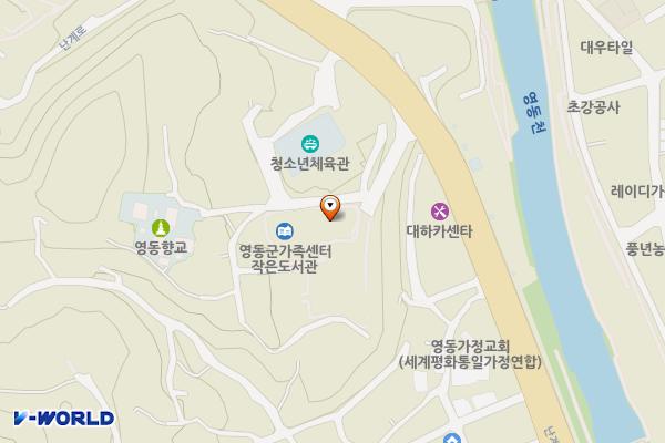 영동군육아종합지원센터센터 위치 지도 — 충청북도 영동군 영동읍 성안길 9-2