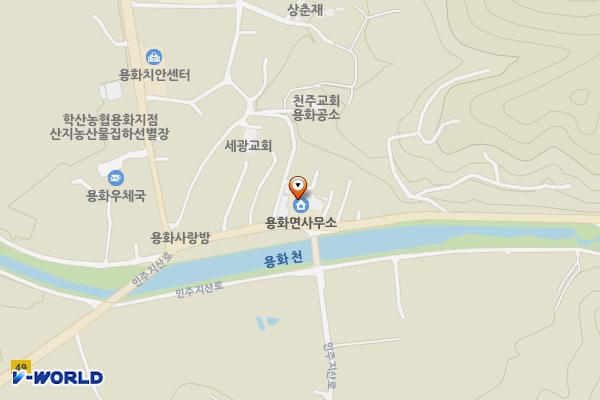 용화면사무소 화장실 위치 지도 — 충청북도 영동군 용화면 민주지산로 111