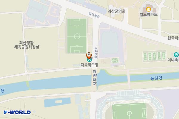 괴산다목적구장 화장실 위치 지도 — 충청북도 괴산군 괴산읍 임꺽정로 99-16