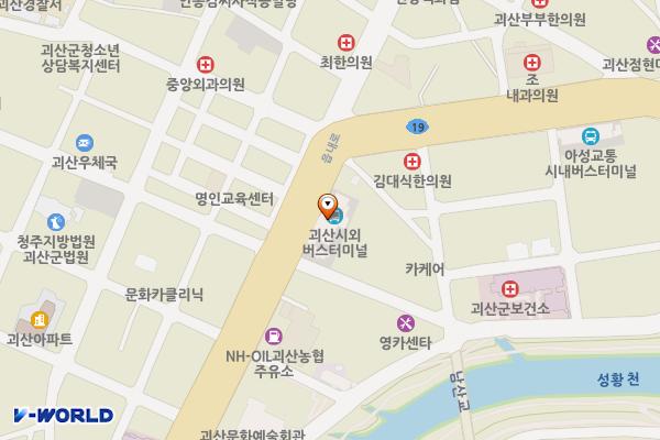 시외버스터미널 위치 지도 — 충청북도 괴산군 괴산읍 읍내로 286