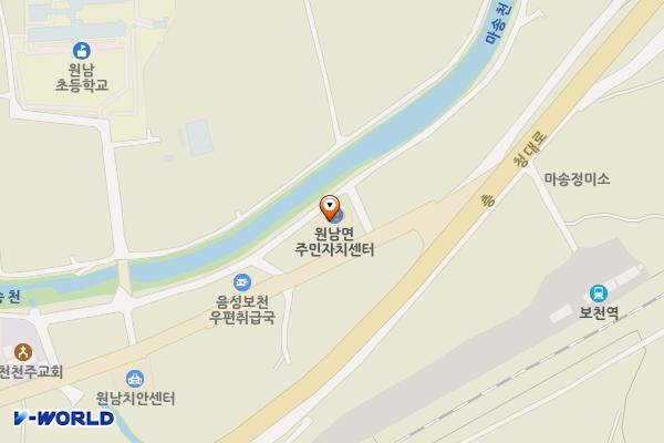 원남면주민자치센터 위치 지도 — 충청북도 음성군 원남면 보천로 85