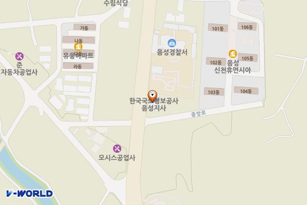 대한지적공사 위치 지도 — 충청북도 음성군 음성읍 중앙로 18