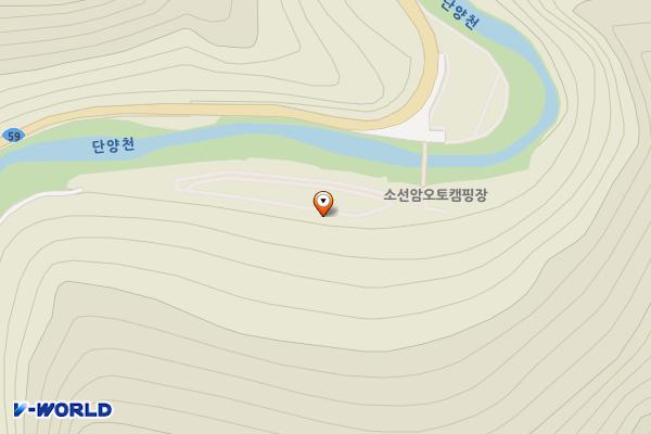 소선암오토캠핑장 위치 지도 — 충청북도 단양군 단성면 선암계곡로 1656
