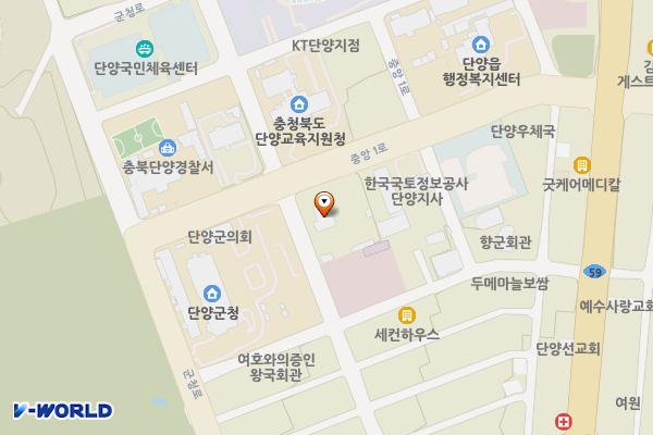 단양군 농업기술센터 위치 지도 — 충청북도 단양군 단양읍 중앙1로 20