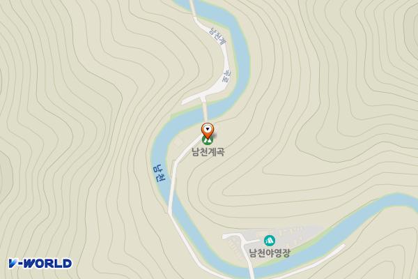 소백산 남천야영장1 위치 지도 — 충청북도 단양군 영춘면 남천계곡로 375