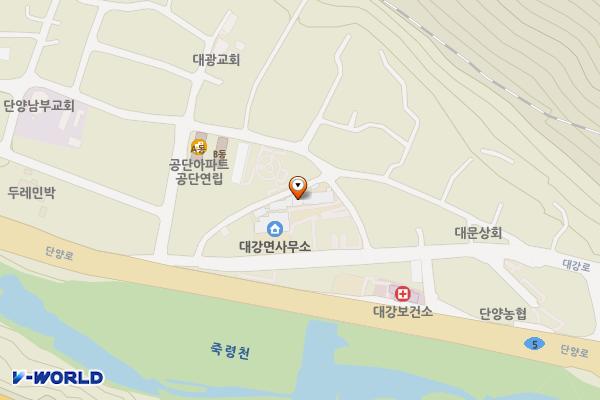 대강면사무소 위치 지도 — 충청북도 단양군 대강면 대강로 74