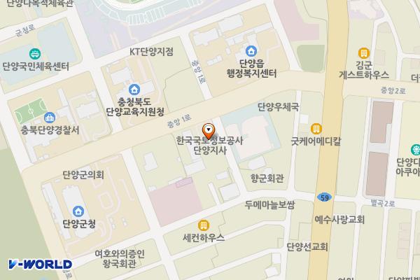 한국국토정보공사 단양지사 위치 지도 — 충청북도 단양군 단양읍 중앙1로 26