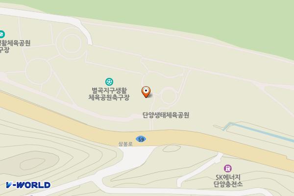 단양생태체육공원 2 위치 지도 — 충청북도 단양군 단양읍 삼봉로 424