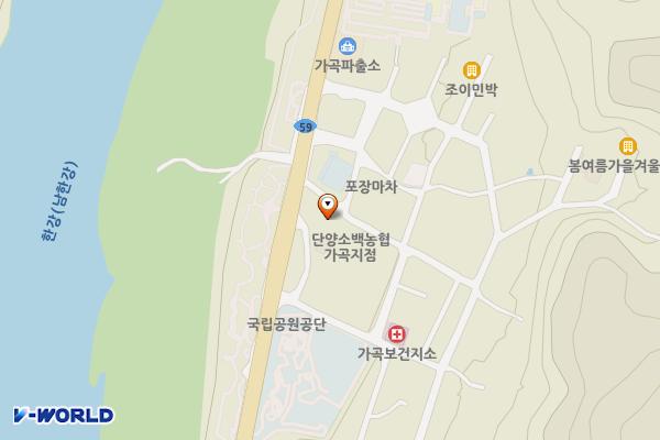 단양소백농협 가곡지점 위치 지도 — 충청북도 단양군 영춘면 남한강로 514