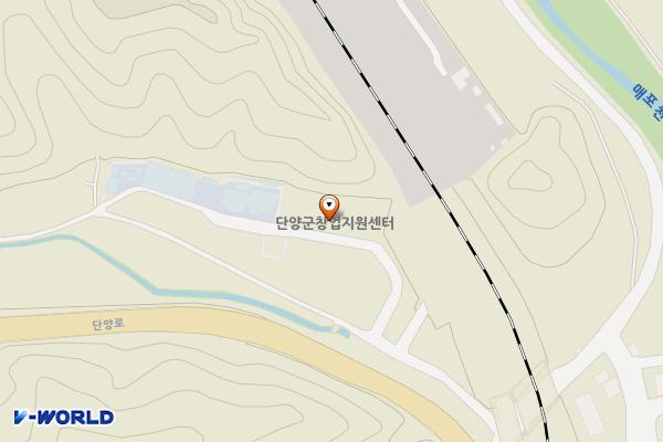 한국석회석신소재연구소 1층 위치 지도 — 충청북도 단양군 매포읍 우덕길 18