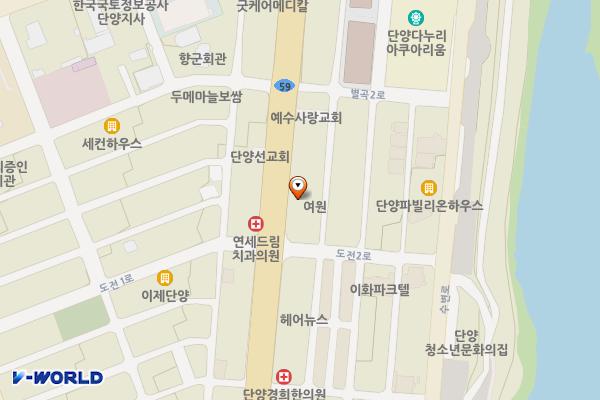 밝은눈안경 위치 지도 — 충청북도 단양군 단양읍 삼봉로 304