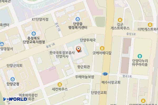 단양군평생학습센터 2층 위치 지도 — 충청북도 단양군 단양읍 중앙1로 32