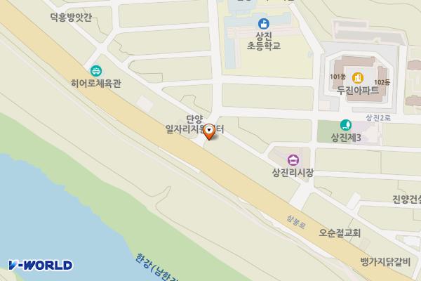 단양 지질공원 탐방객센터 위치 지도 — 충청북도 단양군 단양읍 삼봉로 115