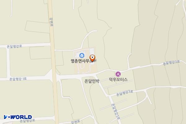 영춘면사무소 1층 위치 지도 — 충청북도 단양군 영춘면 온달평강3로 9
