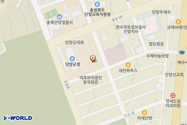 단양군청 별관(주민/관광과) 위치 지도 — 충청북도 단양군 단양읍 중앙1로 10