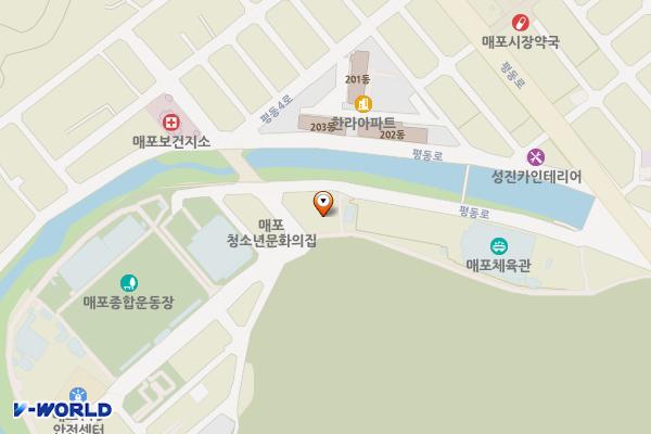 매화공원 위치 지도 — 충청북도 단양군 매포읍 평동로 111-43 (옆 매화공원 내)