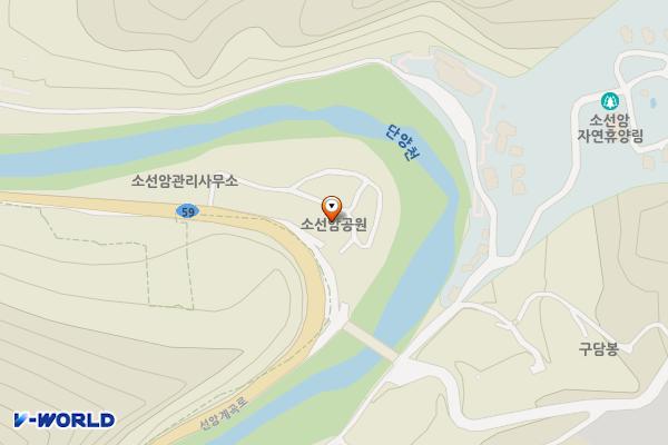 소선암유원지(야영장)내 위치 지도 — 충청북도 단양군 단성면 선암계곡로 1474