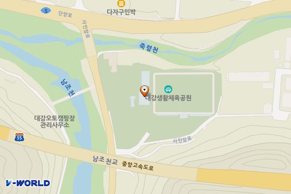 대강생활체육공원 위치 지도 — 충청북도 단양군 대강면 사인암로 760-9