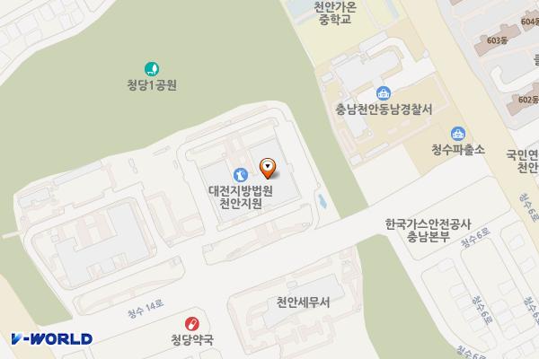 대전지방 가정법원 천안지원 위치 지도 — 충청남도 천안시 동남구 청수14로 77
