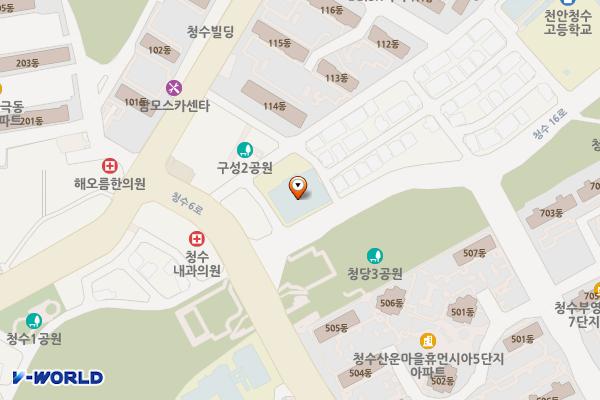 청수도서관 2층 화장실 위치 지도 — 충청남도 천안시 동남구 청수 16로 5-10