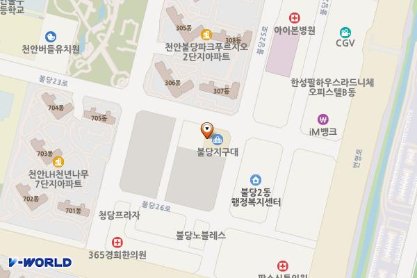 불당지구대 위치 지도 — 충청남도 천안시 서북구 불당23로 66 (불당동, 불당지구대)