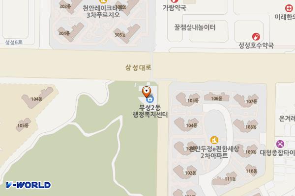 부성2동 행정복지센터 1층 화장실 위치 지도 — 충청남도 천안시 서북구 노태산로 133
