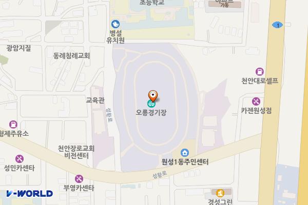 오룡경기장(간이) 위치 지도 — 충청남도 천안시 동남구 성황로 121