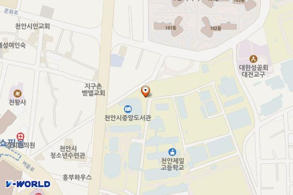 중앙도서관 지하1층 화장실 위치 지도 — 충청남도 천안시 동남구 중앙로 118