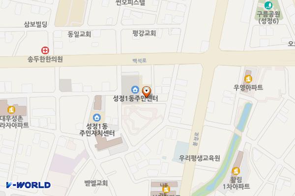 성정1동 행정복지센터 2층 위치 지도 — 충청남도 천안시 서북구 성정8길 5