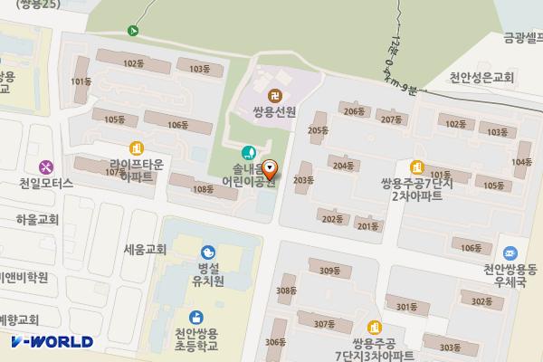 솔내음공원 화장실 위치 지도 — 충청남도 천안시 서북구 쌍용6길 23