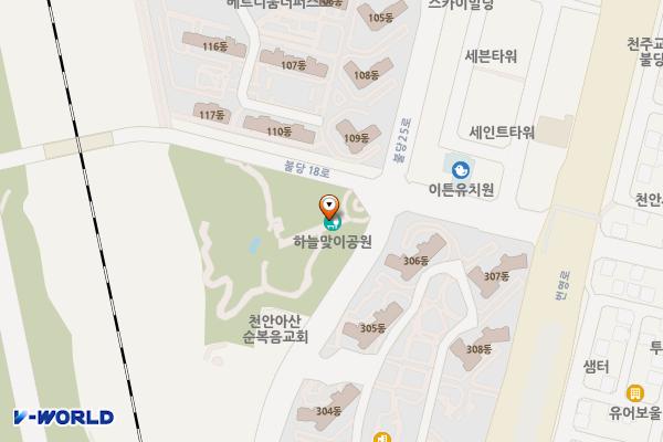 하늘맞이공원 화장실 위치 지도 — 충청남도 천안시 서북구 불당25로 37