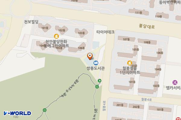 쌍용도서관 1층 화장실 위치 지도 — 충청남도 천안시 서북구 월봉4로 153