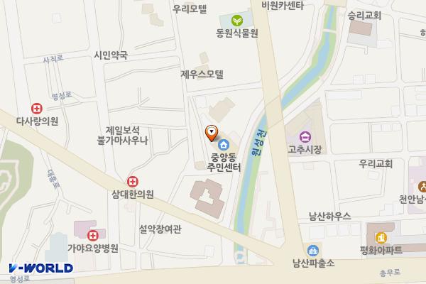중앙동 행정복지센터(2층) 위치 지도 — 충청남도 천안시 동남구 원성천1길 17