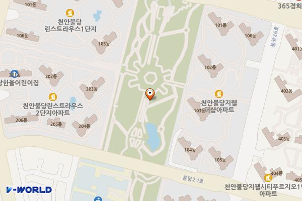 아름드리공원 화장실 위치 지도 — 충청남도 천안시 서북구 불당21로 25