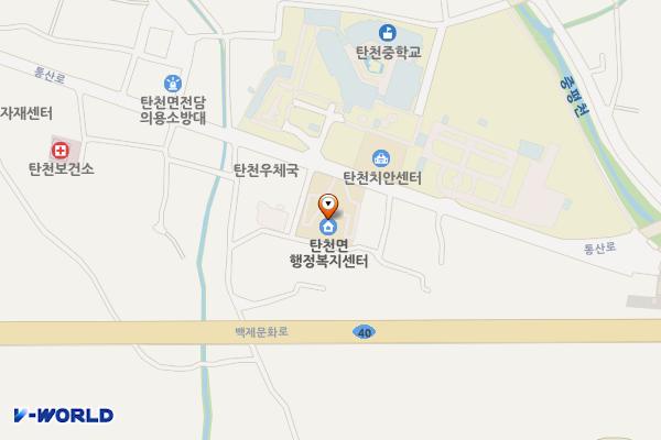 탄천면사무소 화장실 위치 지도 — 충청남도 공주시 탄천면 통산로 165