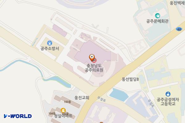 공주의료원 화장실 위치 지도 — 충청남도 공주시 무령로 77 (웅진동, 공주의료원)