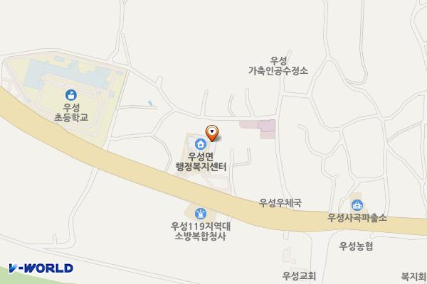 우성면사무소 화장실 위치 지도 — 충청남도 공주시 우성면 동대리길 51