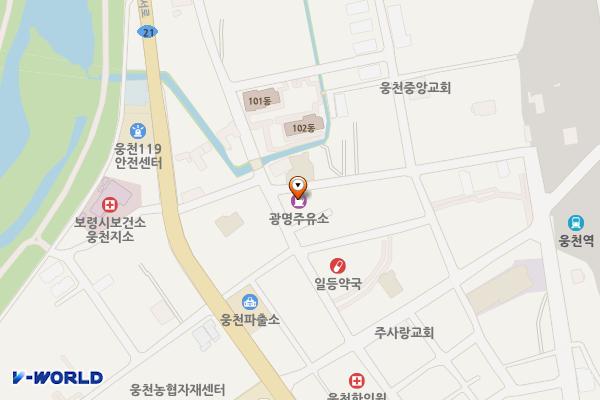 광명주유소 화장실 위치 지도 — 충청남도 보령시 웅천읍 장터중앙길 164, 광명주유소