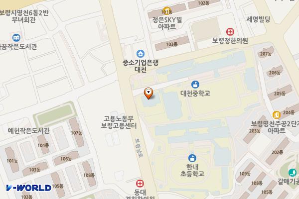 충청남도교육청보령도서관 위치 지도 — 충청남도 보령시 보령남로 27, 보령도서관 (명천동)
