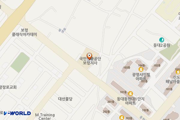 국민연금공단 보령사옥 1층 위치 지도 — 충청남도 보령시 동현로 27, 국민연금공단보령지사 (동대동)