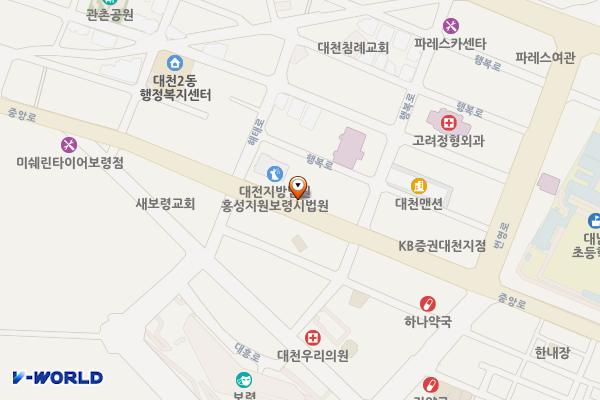 5일장 공중화장실(산림마트옆) 위치 지도 — 충청남도 보령시 대천동 423-58