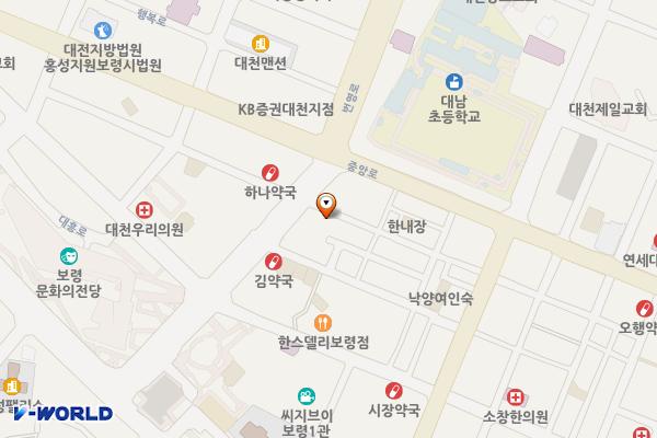 중앙시장화장실 위치 지도 — 충청남도 보령시 중앙시장2길 9 (대천동)