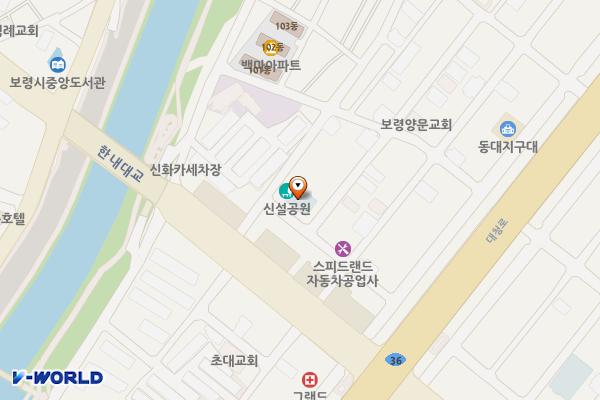 동대7통 게이트볼장 위치 지도 — 충청남도 보령시 신설5길 20, 사랑실은교통봉사대, 보령시게이트볼연합회 (동대동)