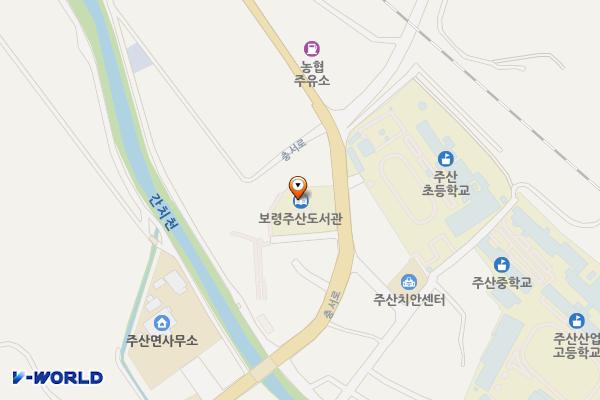 주산도서관 위치 지도 — 충청남도 보령시 주산면 충서로 411
