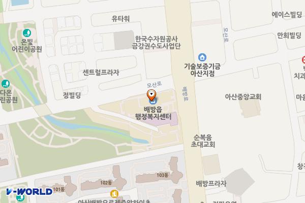 배방읍 행정복지센터 위치 지도 — 충청남도 아산시 배방읍 배방로 38